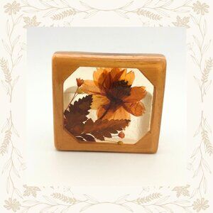 Vintage Floral Lucite Pen Holder